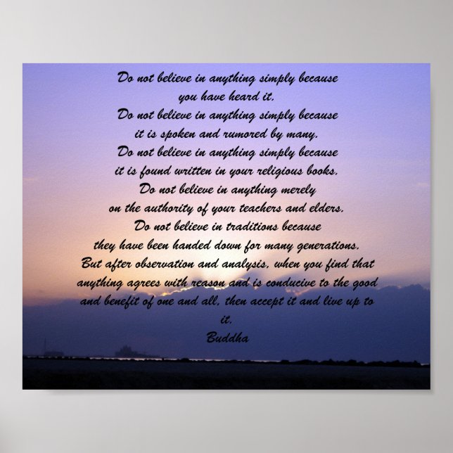 Poster Bouddha citation Ne croyez pas News Today (Devant)