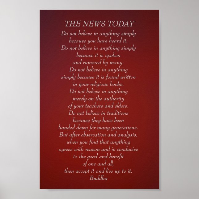 Poster Bouddha citation Ne croyez pas News Today (Devant)