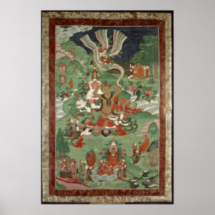 Poster Bouddha coupant une touffe de cheveux