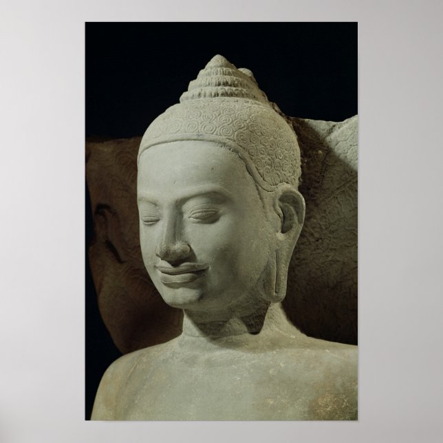 Poster Bouddha dans la méditation sur le roi Naga, (Devant)