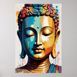 Poster Bouddha d'art moderne multicolore