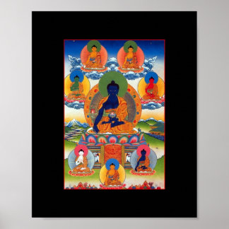 Poster Bouddha de la Médecine Art Bouddhiste Tibétain