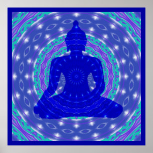 Poster Bouddha de la médecine bleue avec Mandala coloré