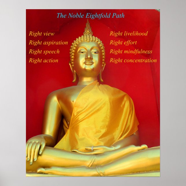 Poster Bouddha d'or et Noble huitième chemin (Devant)