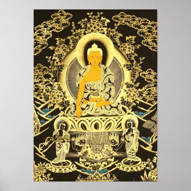Poster Bouddha d'or noir (Devant)