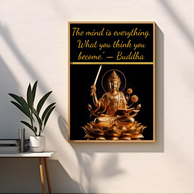 Poster Bouddha d'or sur le trône du lotus (Créateur téléchargé)