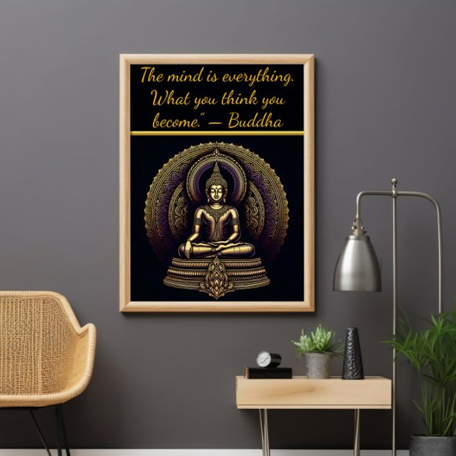 Poster Bouddha en or calme en méditation (Créateur téléchargé)