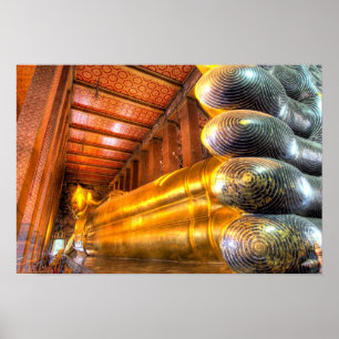 Poster Bouddha géant inclinable à l'intérieur du temple, 