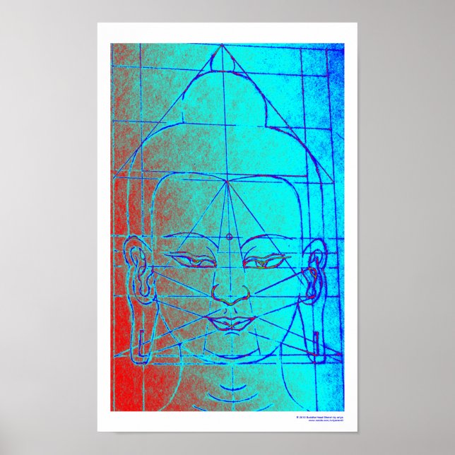 Poster Bouddha Head Sketch (Devant)