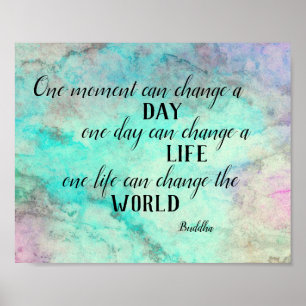 Poster bouddha inspirant citation couleur turquoise