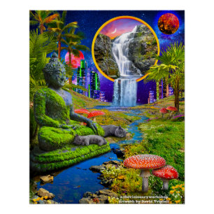 Poster Bouddha Kitties Imprimer, Papier d'affiche de vale