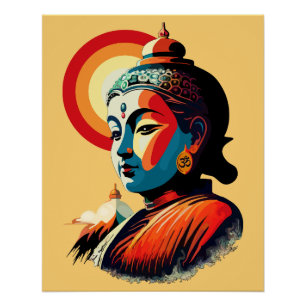 Poster Bouddha Lord Retro Pop Art Portrait