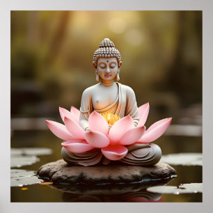 Poster Bouddha Lotus Fleur Bouddhisme Zen Spiritualité