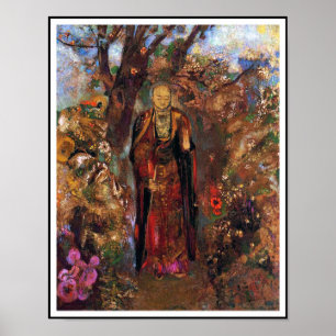 Poster : Bouddha marche parmi les fleurs