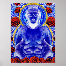 Bouddha Mystique - tons bleu et rouge Cool