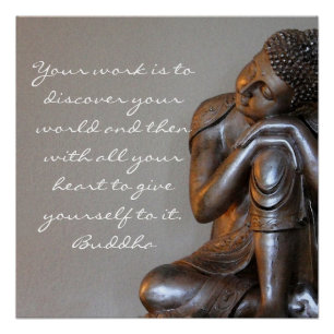 Poster Bouddha paisible reposant avec des paroles de sage