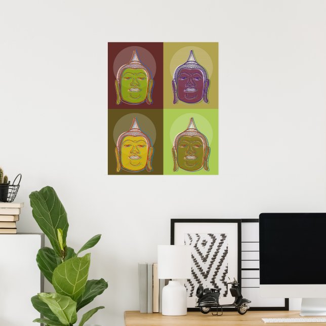 Poster Bouddha Pop Art Zen Retro Moderne Personnalisé Pos (Bureau à domicile)