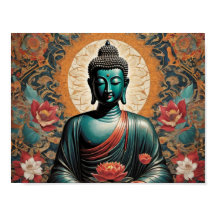 Bouddha Siddarta Gautama en méditation avec fleurs