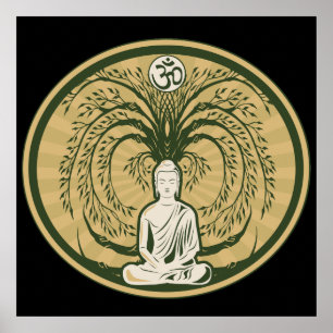 Poster Bouddha sous l'arbre de Bodhi