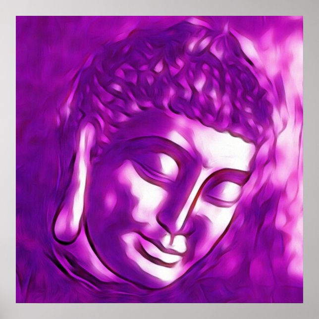 Poster Bouddha violet Art Portrait Bouddhisme Amour spiri (Devant)