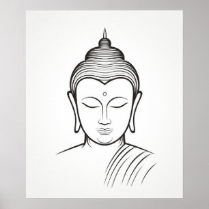 Poster Bouddha Yoga Méditation ligne minimaliste art II