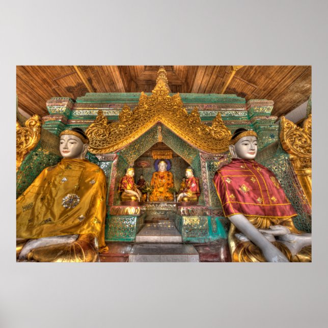 Poster Bouddhas Dans Un Temple (Devant)