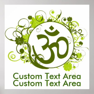 Poster Bouddhiste Floral Vert Om
