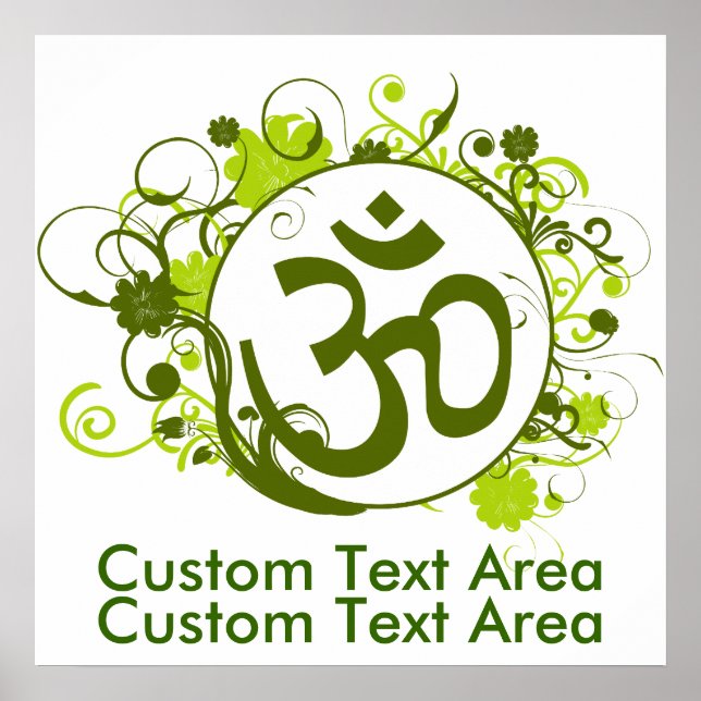 Poster Bouddhiste Floral Vert Om (Devant)
