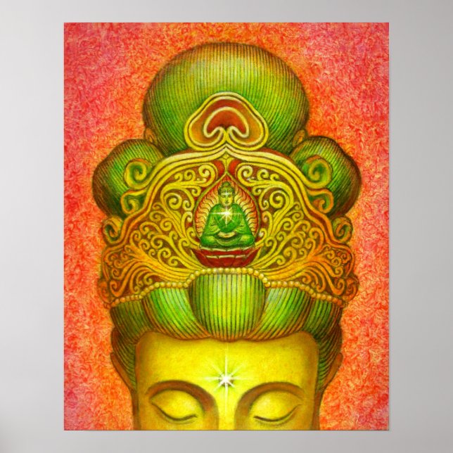 Poster bouddhiste Kuan Yin Bouddha Couronne bouddh (Devant)