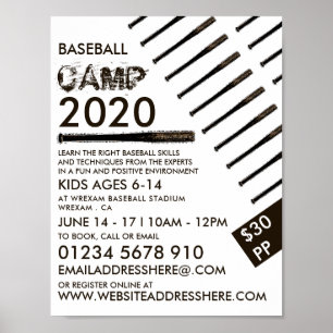Poster Bouddy Baseball Bat, Camp De Baseball Publicité