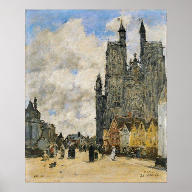 Poster Boudin - Carré de l'église Saint-Vulfran, Abbevill (Devant)