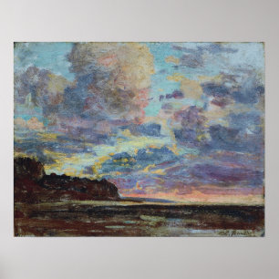 Poster Boudin - Coucher de soleil d'Etretat