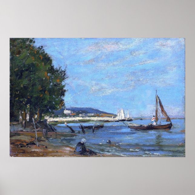 Poster Boudin - Honfleur Riverscape 1854 (Devant)