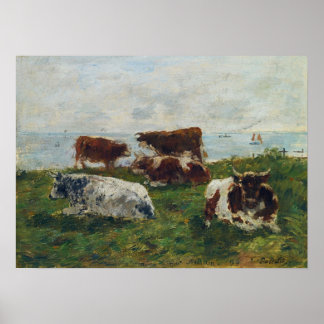 Poster Boudin - Vaches près de la mer 1896