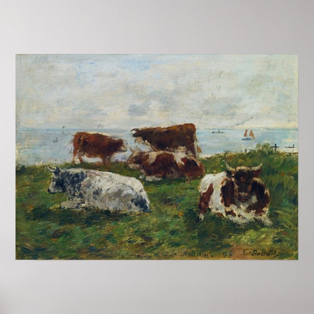 Poster Boudin - Vaches près de la mer 1896 (Devant)