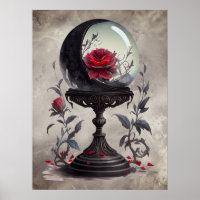 Boudoir | Cristal Ball Croissant Lune Roses rouges