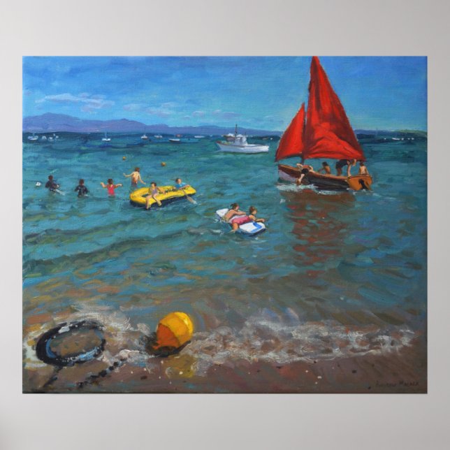 Poster Bouée jaune et voiles rouges Abersoch 2012 (Devant)