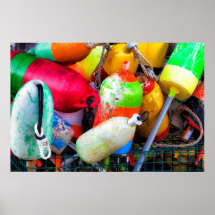 Poster Bouées de homard au port de Bass