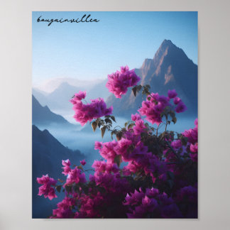 Poster bougainvilliers nature bleu ciel