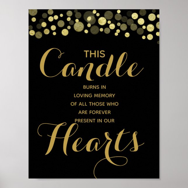 Poster Bougie commémorative Gold & Black pour mariage (Devant)