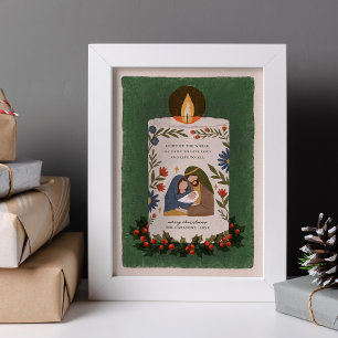 Poster Bougie de la Nativité Rustique Noël chrétien