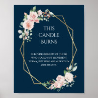 Bougie de mariage Navy Floral Blush Celle-ci brûle