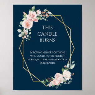 Poster Bougie de mariage Navy Floral Blush Celle-ci brûle