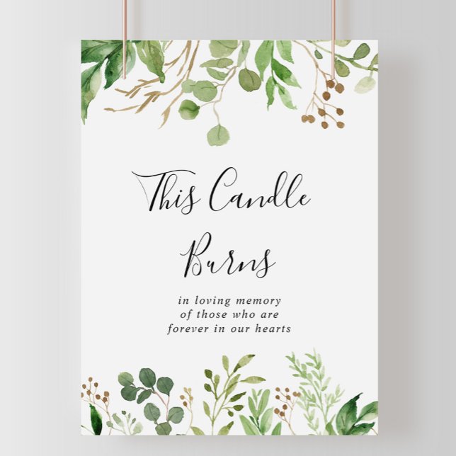 Poster Bougie Fleurs Simples d'Eucalyptus Ce Panneau Brûl (Créateur téléchargé)