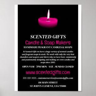 Poster Bougie rose, bougie et fabricant de savon Publicit