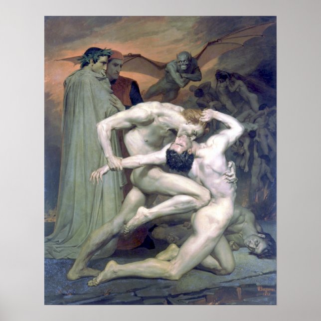 Poster Bouguereau - Dante et Virgile au Enfers (Devant)