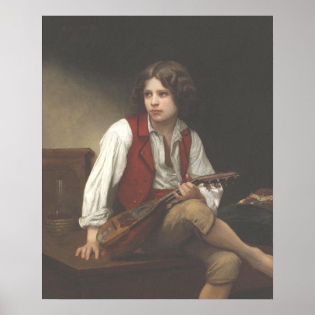 Poster Bouguereau - Italien à la Mandoline (Devant)