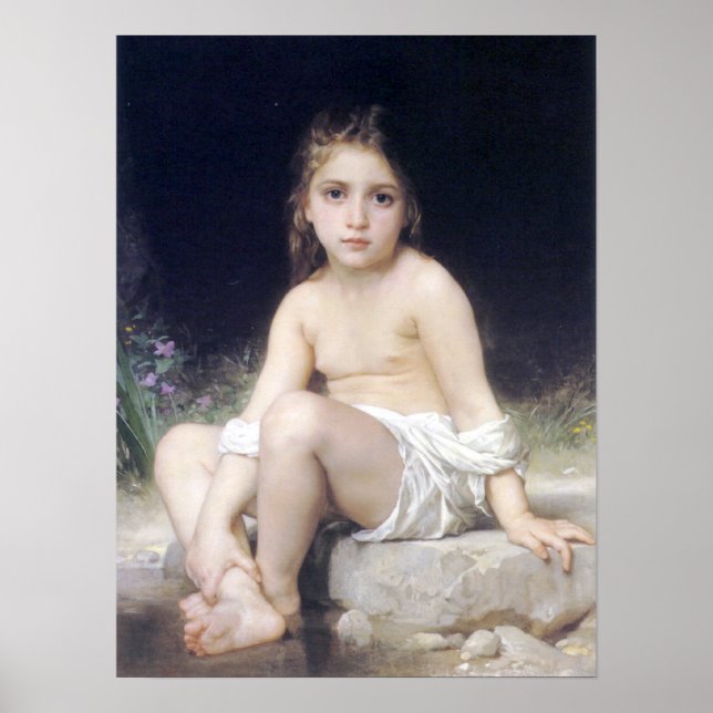 Poster Bouguereau - Petite Fille au Bord de l'Eau (Devant)