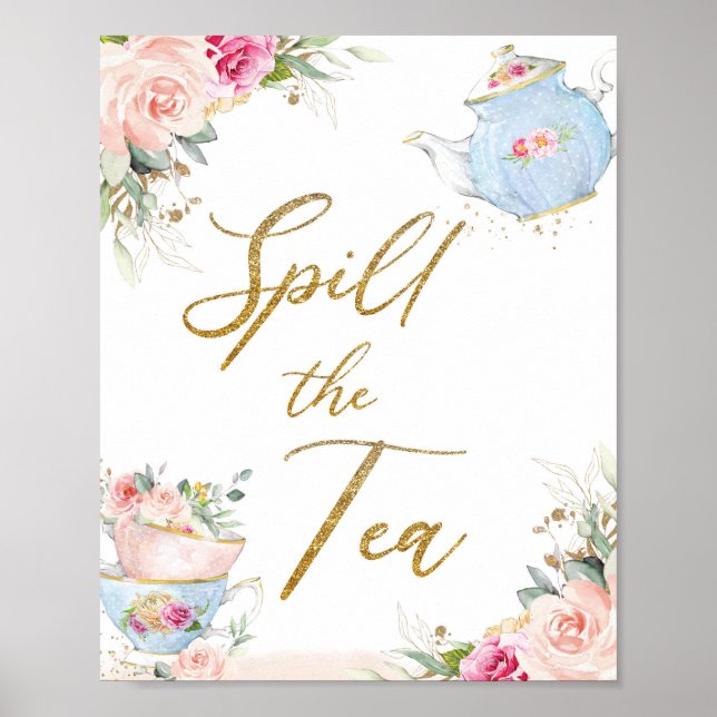 Poster Bouillie Floral Tea Party Déverser la Fête des mar (Devant)