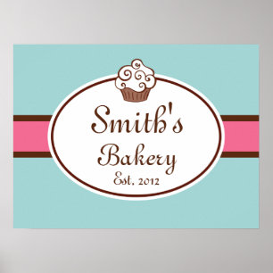 Poster Boulangerie Cupcake customisée Signal Art